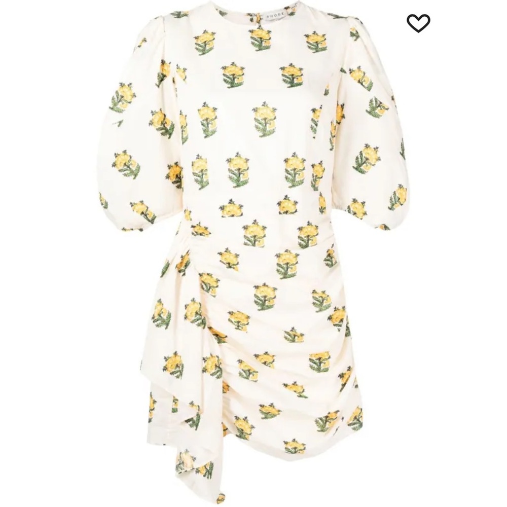 Pia marigold-print mini dress